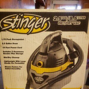 Stinger 2.5 Gallon 1.75 Peak HP Small Shop Vacuum Wet Dry Vac with Filter Bag,